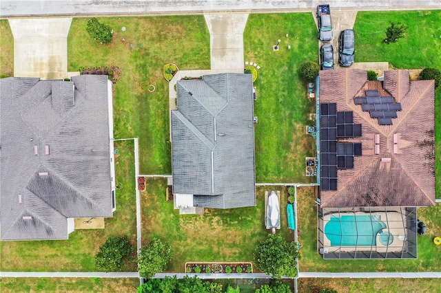 aerial view of a pool