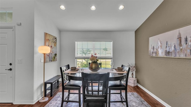 4582 Penkert Pl, Lakeland, FL 33811 - dining room with dark wood finished floors, baseboards, and recessed lighting