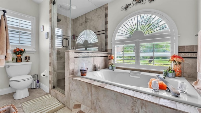 2912 Aston Ave, Plant City, FL 33566 - full bath with toilet, a shower stall, a bath, radiator, and baseboards