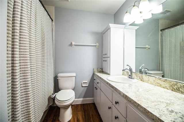 1328 Edgewater Beach Dr, Lakeland, FL 33805 - full bath featuring vanity, wood finished floors, and a shower with curtain