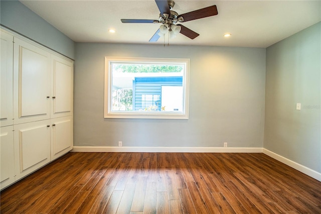 1328 Edgewater Beach Dr, Lakeland, FL 33805 - unfurnished bedroom featuring dark wood-style floors, recessed lighting, a closet, and ceiling fan
