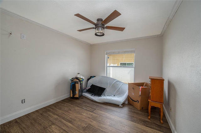 2219 New Jersey Rd, Lakeland, FL 33803 - bedroom with ornamental molding, wood finished floors, baseboards, and ceiling fan
