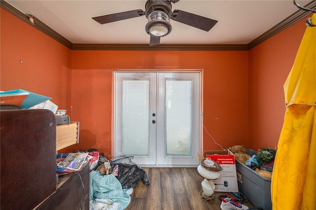 2219 New Jersey Rd, Lakeland, FL 33803 - interior space with ornamental molding, wood finished floors, ceiling fan, and french doors