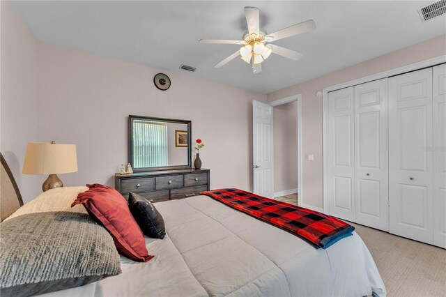 5033 Sugar Bay St, Sebring, FL 33872 - carpeted bedroom featuring a closet and ceiling fan