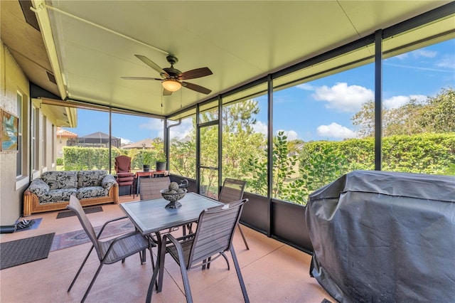 5033 Sugar Bay St, Sebring, FL 33872 - sunroom / solarium with a ceiling fan, outdoor lounge area, and outdoor dining space
