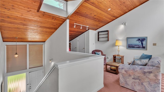 30 Aspen Dr Unit 30, Haines City, FL 33844 - carpeted living room with wood ceiling and lofted ceiling