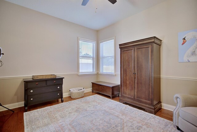 2032 Indian Sky Cir, Lakeland, FL 33813 - sitting room with ceiling fan, wood finished floors, and baseboards