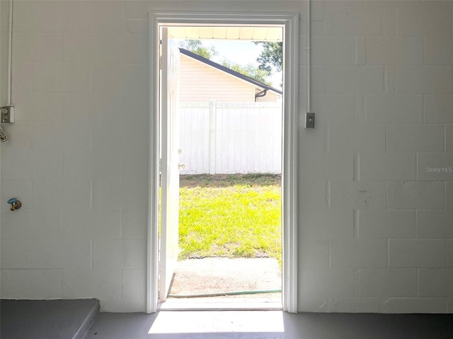 2323 Ridgeview Dr, Lakeland, FL 33810 - doorway with concrete floors and concrete block wall