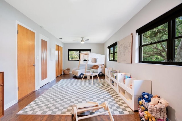 312 Palencia Pl, Lakeland, FL 33803 - game room featuring ceiling fan and wood finished floors