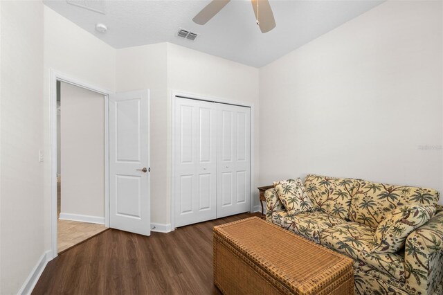 3136 Langdon Ln, Winter Haven, FL 33884 - sitting room featuring wood finished floors, ceiling fan, and baseboards