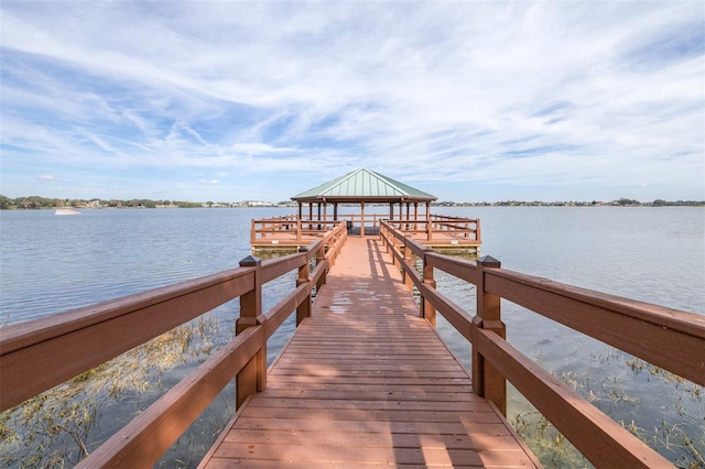 3136 Langdon Ln, Winter Haven, FL 33884 - dock area featuring a gazebo and a water view