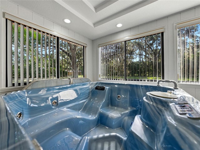 garage featuring recessed lighting