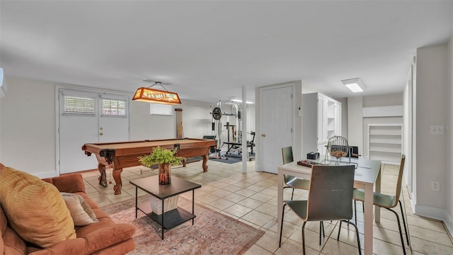 323 E Belvedere St, Lakeland, FL 33803 - recreation room featuring pool table, light tile patterned flooring, and baseboards
