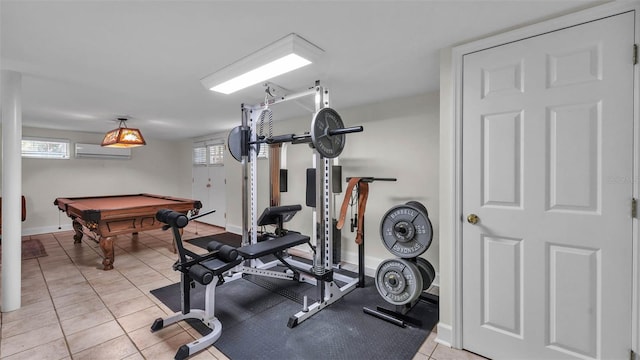 323 E Belvedere St, Lakeland, FL 33803 - exercise room with a wall mounted AC, pool table, and baseboards