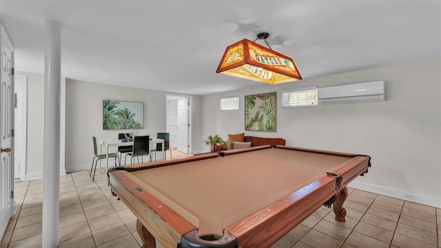 323 E Belvedere St, Lakeland, FL 33803 - rec room with a wall unit AC, pool table, light tile patterned floors, and baseboards