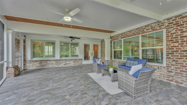 323 E Belvedere St, Lakeland, FL 33803 - view of patio / terrace with a ceiling fan, french doors, and outdoor lounge area