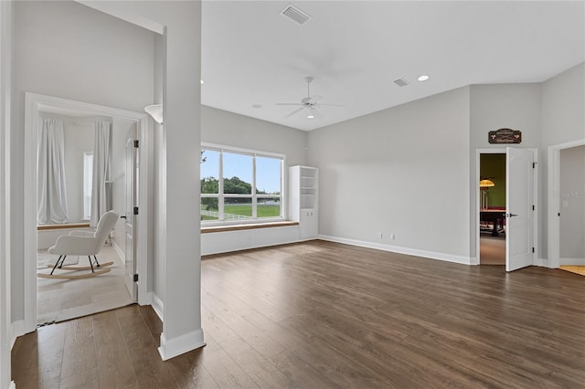 6542 Eagle Ridge Way, Lakeland, FL 33813 - unfurnished living room with dark wood-style flooring, ceiling fan, baseboards, and recessed lighting