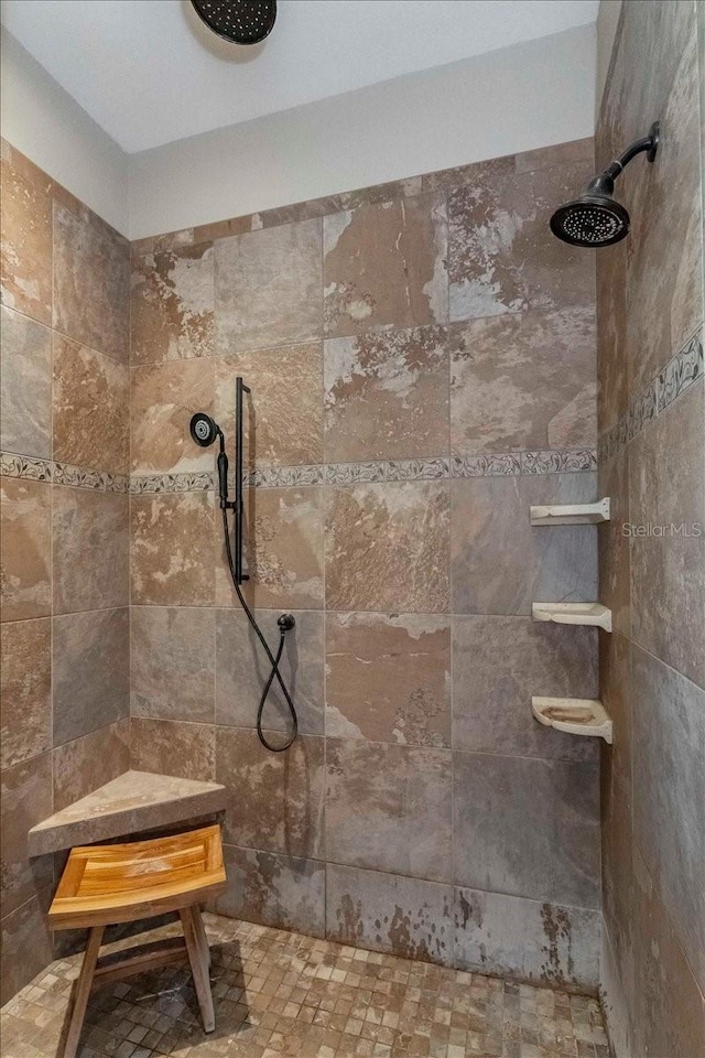 6357 Ashley Dr, Lakeland, FL 33813 - full bathroom featuring tiled shower
