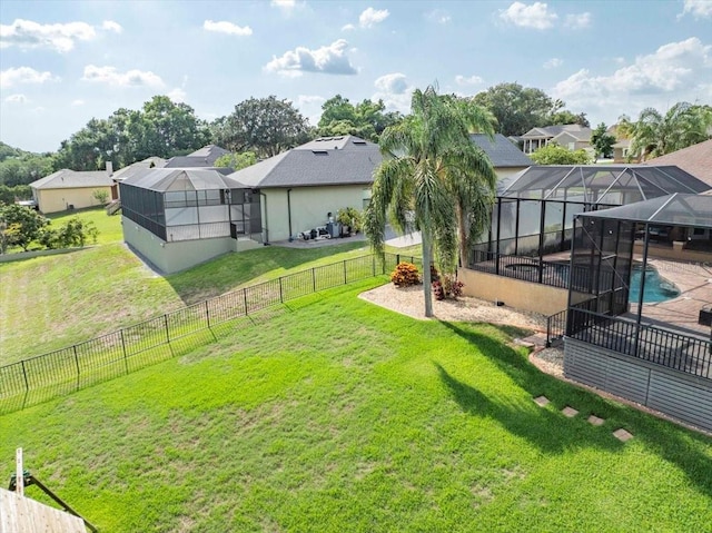 6357 Ashley Dr, Lakeland, FL 33813 - view of yard with a patio area, a lanai, and a residential view