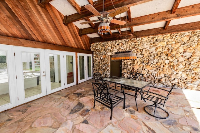5425 Lewellyn Rd, Lakeland, FL 33810 - view of patio featuring french doors, a ceiling fan, and outdoor dining space