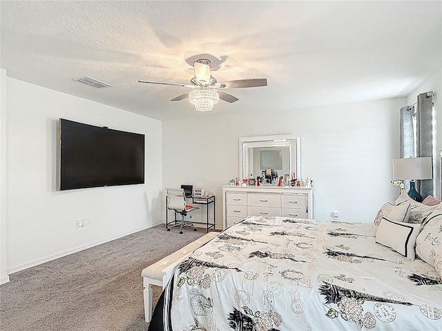 carpeted bedroom featuring a ceiling fan