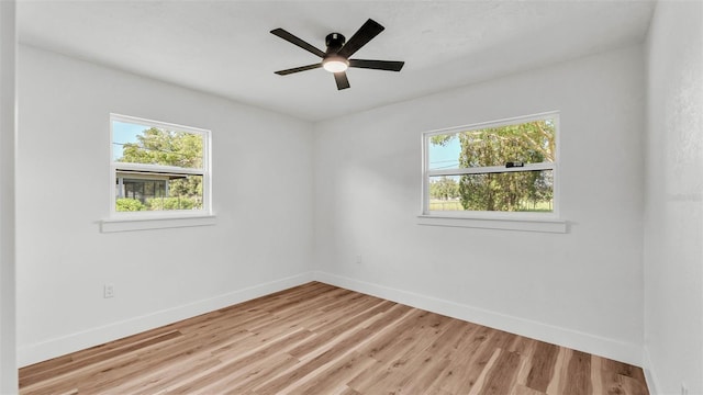 6543 Tula Ln, Lakeland, FL 33809 - unfurnished room featuring plenty of natural light, baseboards, light wood-style flooring, and ceiling fan