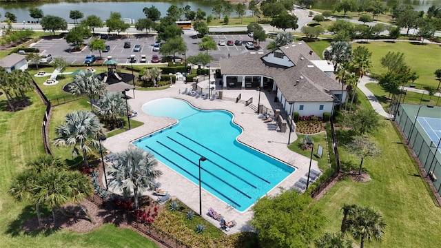 2293 Caspian Dr, Lakeland, FL 33805 - drone / aerial view of a pool and a nearby body of water