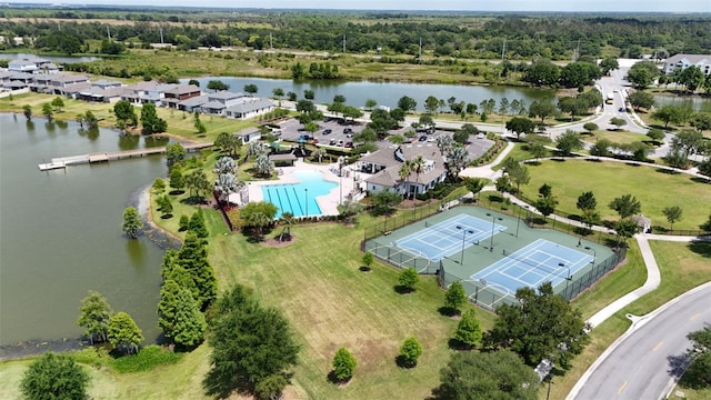 2293 Caspian Dr, Lakeland, FL 33805 - drone / aerial view of a pool area and a nearby body of water