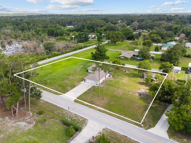 3810 Harrelson Rd, Lakeland, FL 33810 - aerial overview of property's location with property parcel outlined and a forest