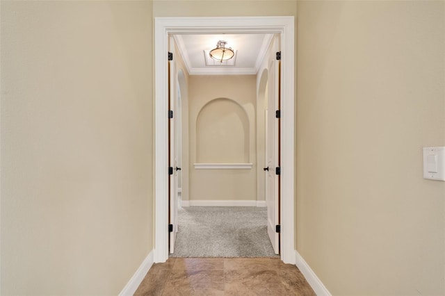 6527 Eagle Ridge Way, Lakeland, FL 33813 - hall featuring ornamental molding and baseboards