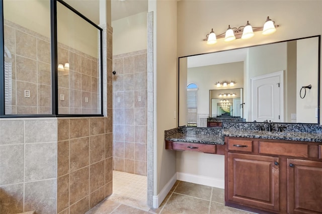 6527 Eagle Ridge Way, Lakeland, FL 33813 - bathroom featuring walk in shower, vanity, and tile patterned floors