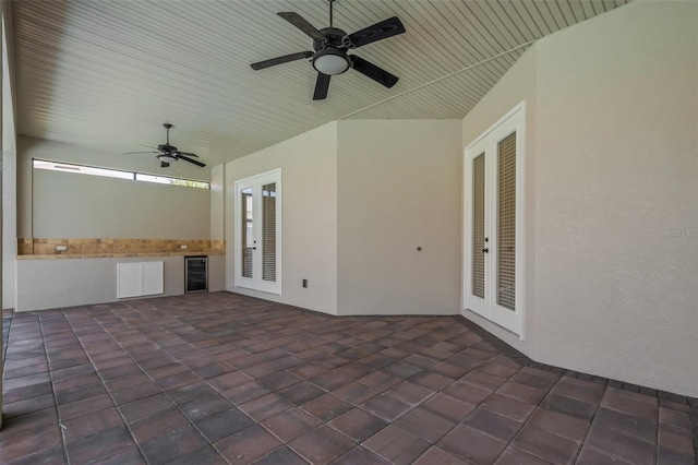 6527 Eagle Ridge Way, Lakeland, FL 33813 - view of patio with french doors, wine cooler, and ceiling fan