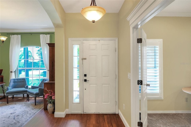 1233 Emerald Hill Way, Valrico, FL 33594 - foyer with healthy amount of natural light, wood finished floors, and baseboards