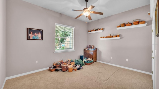 2025 Viewpoint Landings Rd, Lakeland, FL 33810 - playroom with carpet, ceiling fan, and baseboards