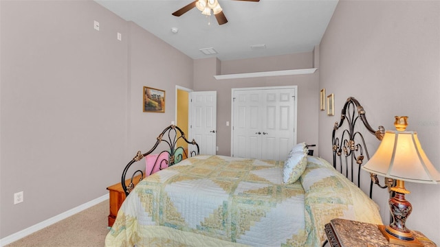 2025 Viewpoint Landings Rd, Lakeland, FL 33810 - carpeted bedroom featuring a closet, ceiling fan, and baseboards