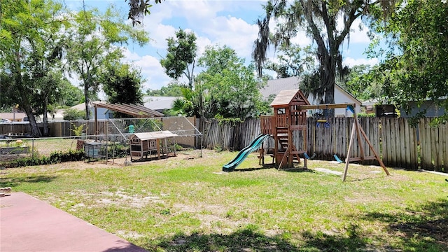 view of yard featuring a playground