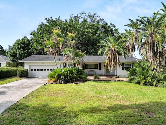 509 Rob Roy St, Lakeland, FL 33813 - single story home with a garage, driveway, a front yard, and a porch