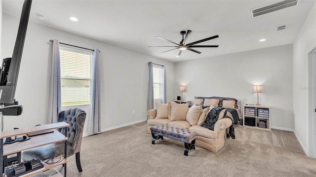 1146 Enclave Ct, Auburndale, FL 33823 - bedroom with carpet floors, baseboards, recessed lighting, and a ceiling fan