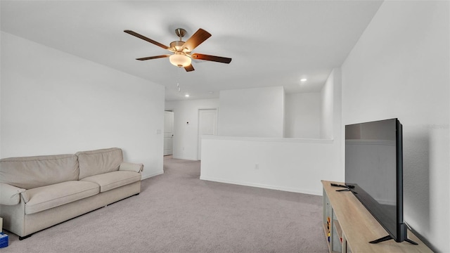 2546 Red Egret Dr, Bartow, FL 33830 - living room with a ceiling fan, carpet, recessed lighting, and baseboards