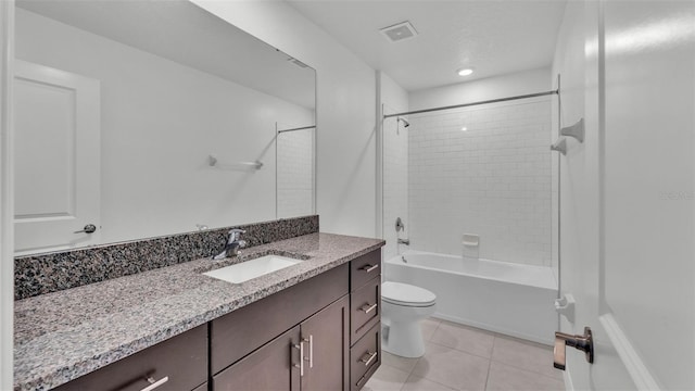 2546 Red Egret Dr, Bartow, FL 33830 - bathroom with vanity, toilet, tile patterned floors, shower / tub combination, and recessed lighting