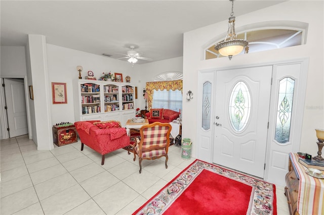 2936 Grasslands Dr, Lakeland, FL 33803 - entrance foyer featuring light tile patterned flooring and ceiling fan