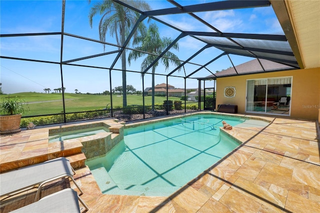 2936 Grasslands Dr, Lakeland, FL 33803 - view of swimming pool with a patio area, a pool with connected hot tub, and a lanai