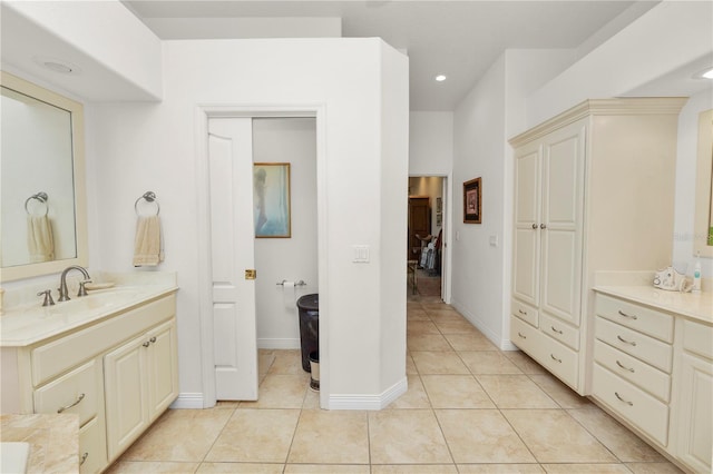 2936 Grasslands Dr, Lakeland, FL 33803 - full bath with tile patterned flooring, vanity, baseboards, and recessed lighting