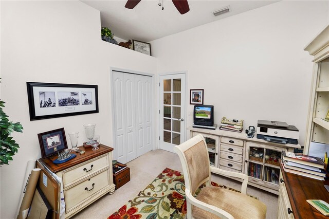 2936 Grasslands Dr, Lakeland, FL 33803 - office featuring light carpet and a ceiling fan