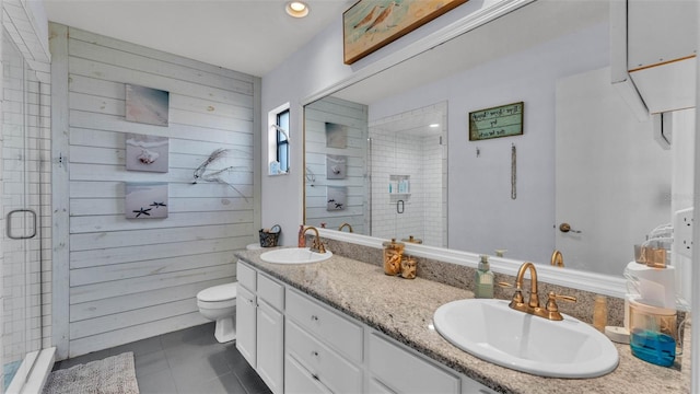 1423 Ridgegreen Loop N, Lakeland, FL 33809 - full bath with a stall shower, double vanity, toilet, tile patterned floors, and recessed lighting