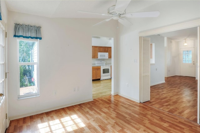 6065 Magpie Dr, Lakeland, FL 33809 - spare room featuring light wood finished floors, a ceiling fan, and baseboards