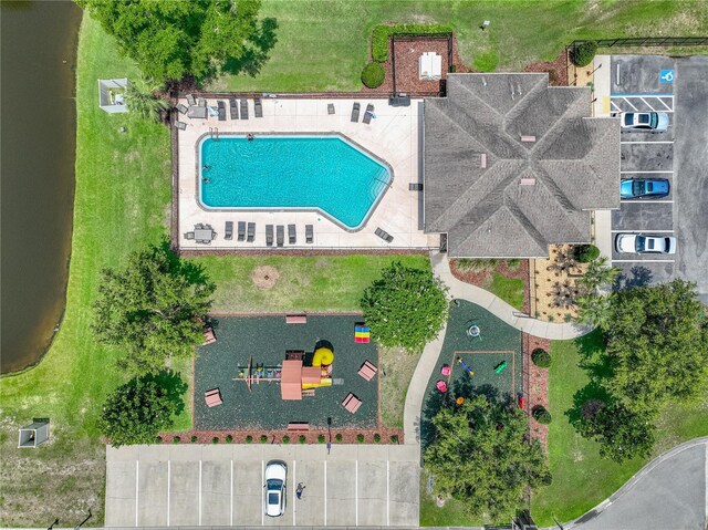 1547 Cordgrass Way, Lakeland, FL 33813 - drone / aerial view of a pool