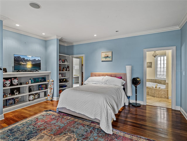 184 Melissa Trl, Auburndale, FL 33823 - bedroom featuring ornamental molding, wood-type flooring, baseboards, recessed lighting, and ensuite bathroom