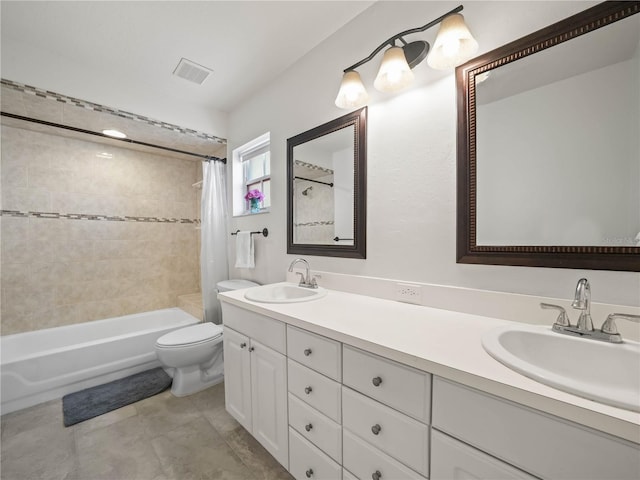 2921 W Socrum Loop Rd, Lakeland, FL 33810 - full bathroom with toilet, shower / tub combo, and double vanity
