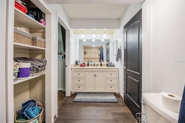 7608 Franklin Rd, Plant City, FL 33565 - full bath featuring vanity, wood finished floors, and toilet
